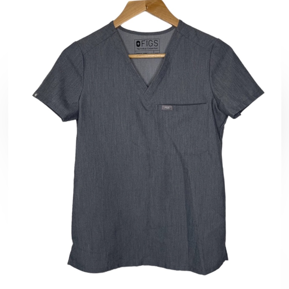 Figs Graphite Gray Catarina One Pocket V Neck Short Sleeve‎ Scrub Top